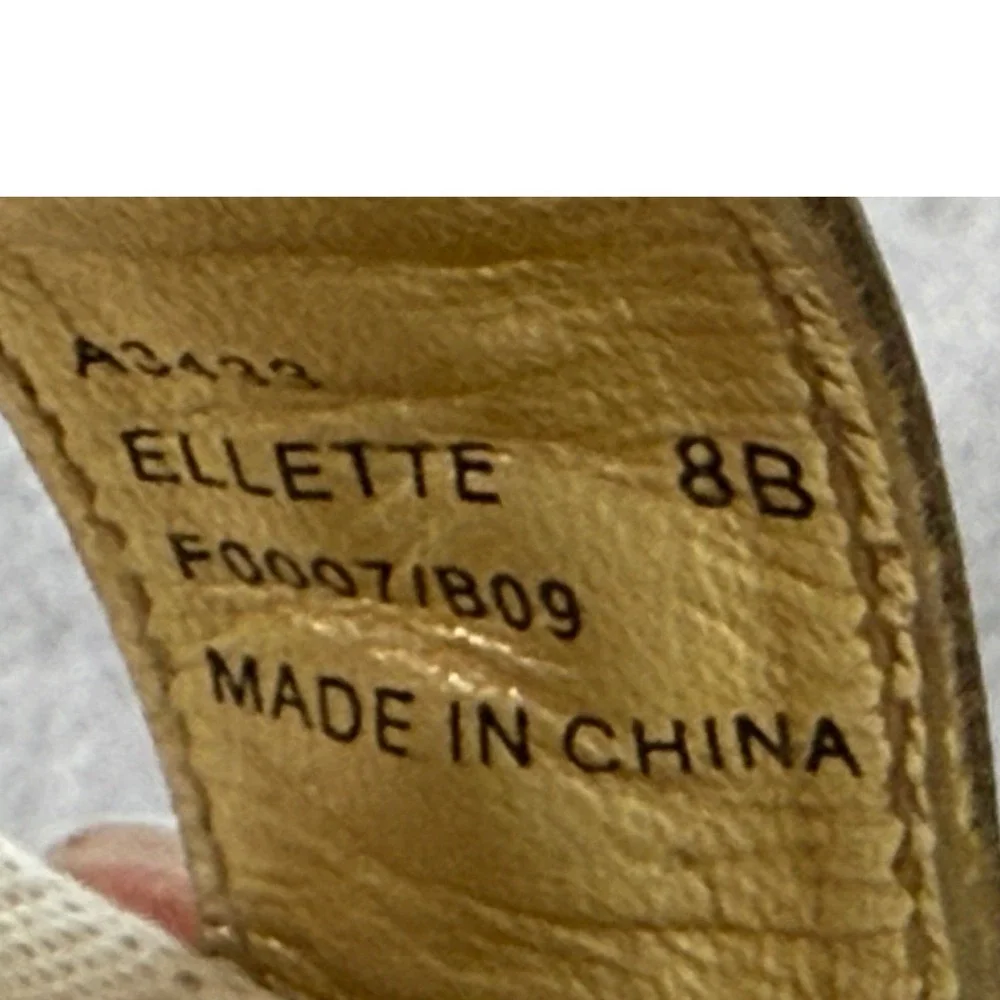 Coach Floral Cork Wedge Sandals‎ Gold Leather Chain Accent Ankle Strap Size 8B
